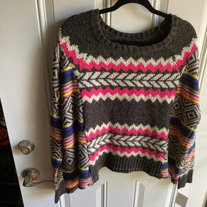 Painted Oyster Upcycled One Of A Kind Sweater Fits Small-Large Colorful Unique